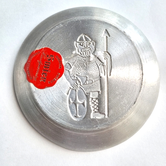 Vintage SMIEN ELK Norway Viking Nomad Coaster. PEWTER, Silver Marked - Picture 3 of 7